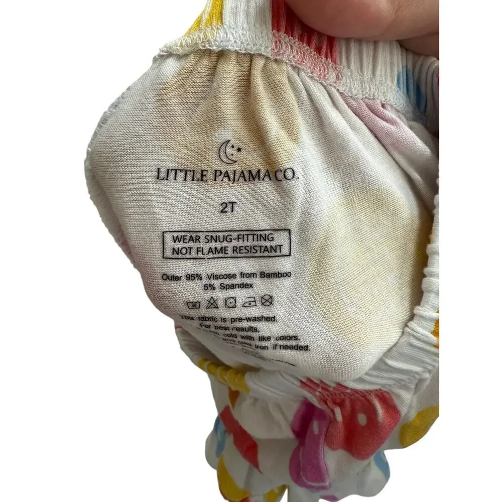 Little Pajama Co. Baby White Smiley Print Ruffle Top & Shorts Set Size 2T